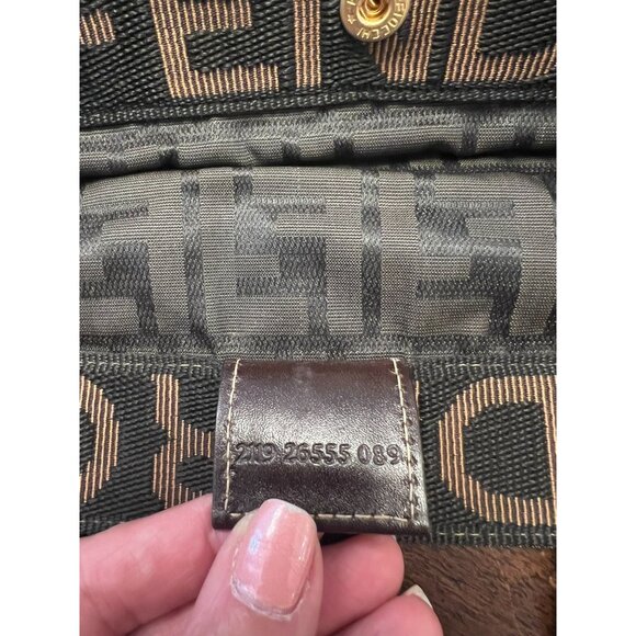 Fendi Zucca Collapsible Tote Bag With Iconic FF Pattern & Leather Accents - Picture 8 of 10